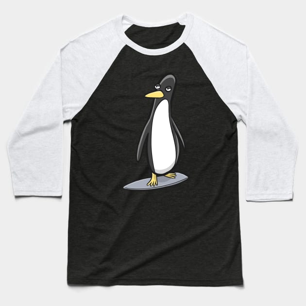 Penguin Linux surf Baseball T-Shirt by oscarsanchez